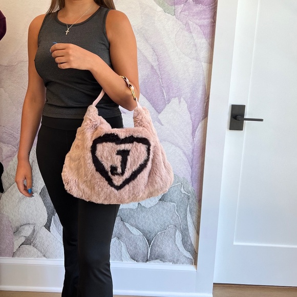 JUICY COUTURE Pink Rabbit Fur & Leather Viva La Juicy Bag Vintage Rare! NEW! - Picture 1 of 14